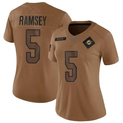 Women's Limited Jalen Ramsey Miami Dolphins Brown 2023 Salute To Service Jersey