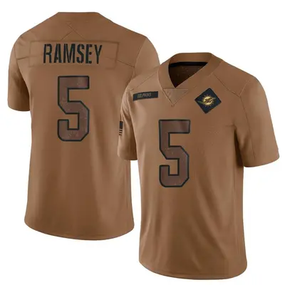 Youth Limited Jalen Ramsey Miami Dolphins Brown 2023 Salute To Service Jersey